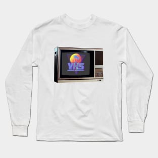 TV SET / VHS #4 (palms & grid) (GLITCHED) Long Sleeve T-Shirt